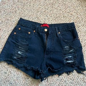 Black urban outfitters distressed shorts